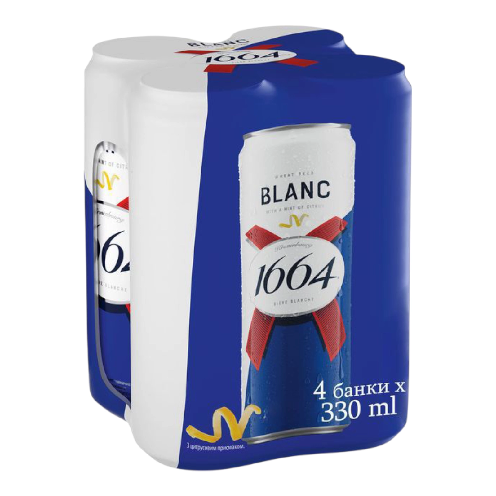 Упаковка пива Kronenbourg 1664 Blanc світле 4.8% 0.33 л x 4 шт.
