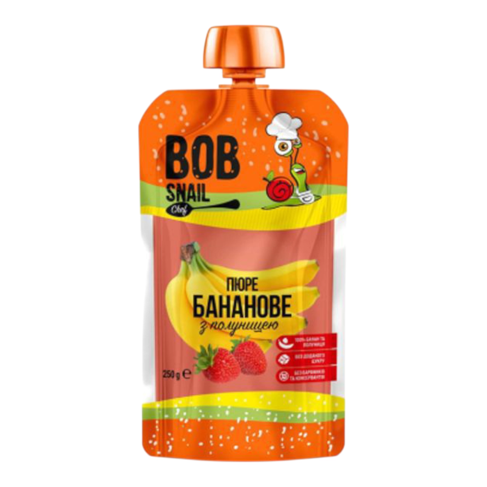 BOB Snail пюре дит. Банан - Полуниця 250гр