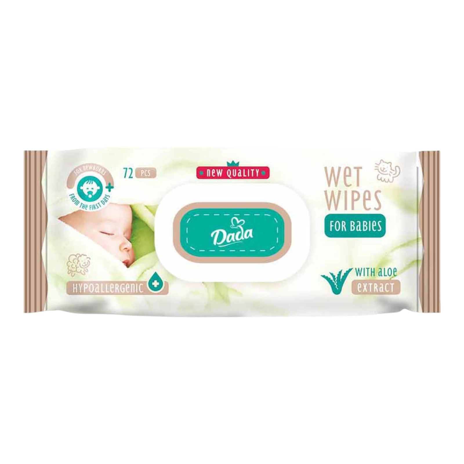 Вологі серветки Dada 72 шт сенсатів з алое