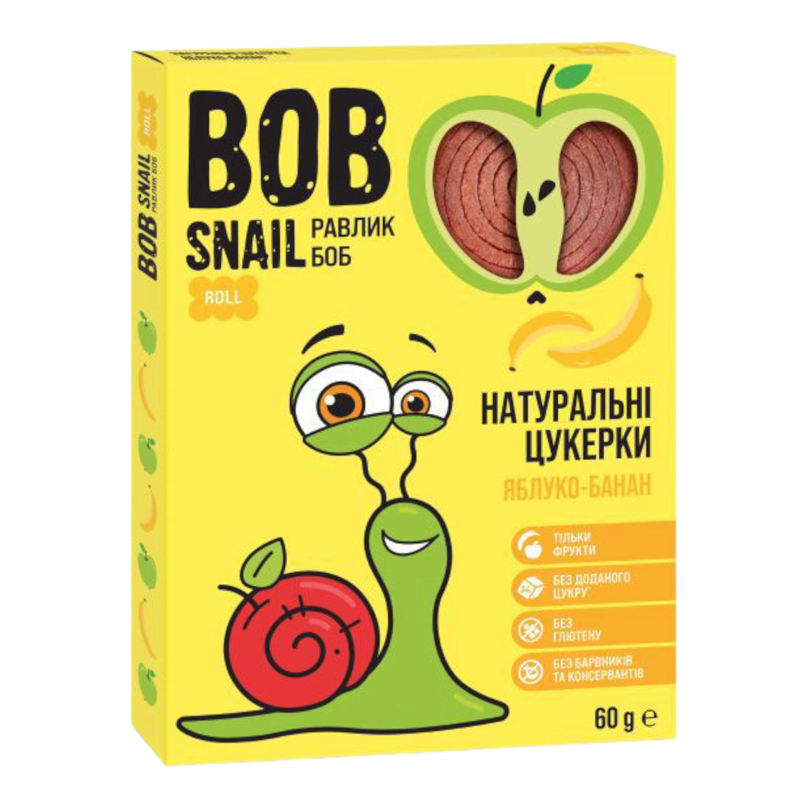 BOB Snail цукерки 60g яблуко-банан