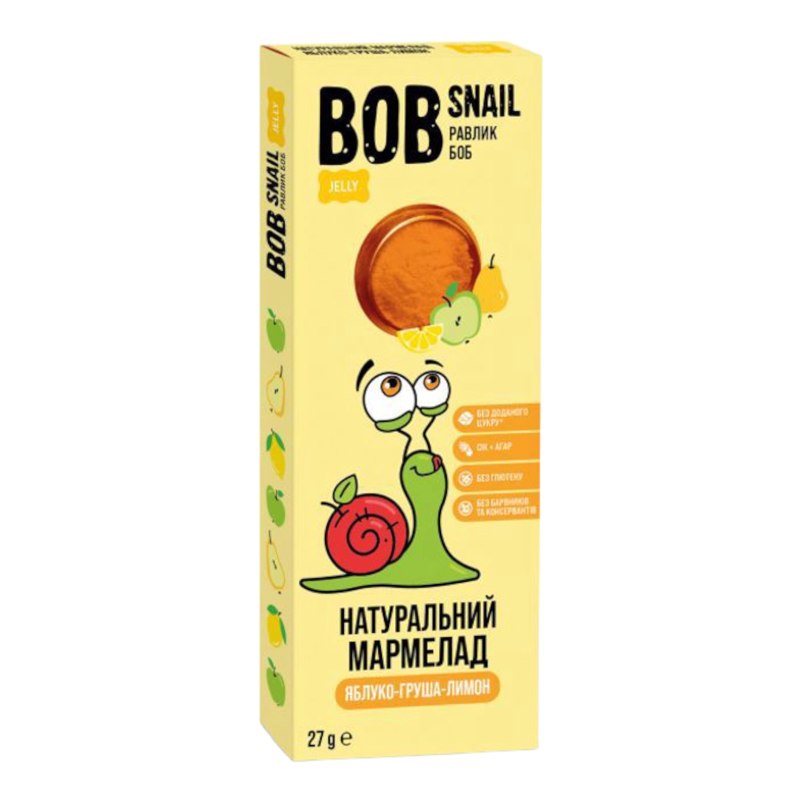 BOB Snail мармелад 27g яблуко-груша-лимон