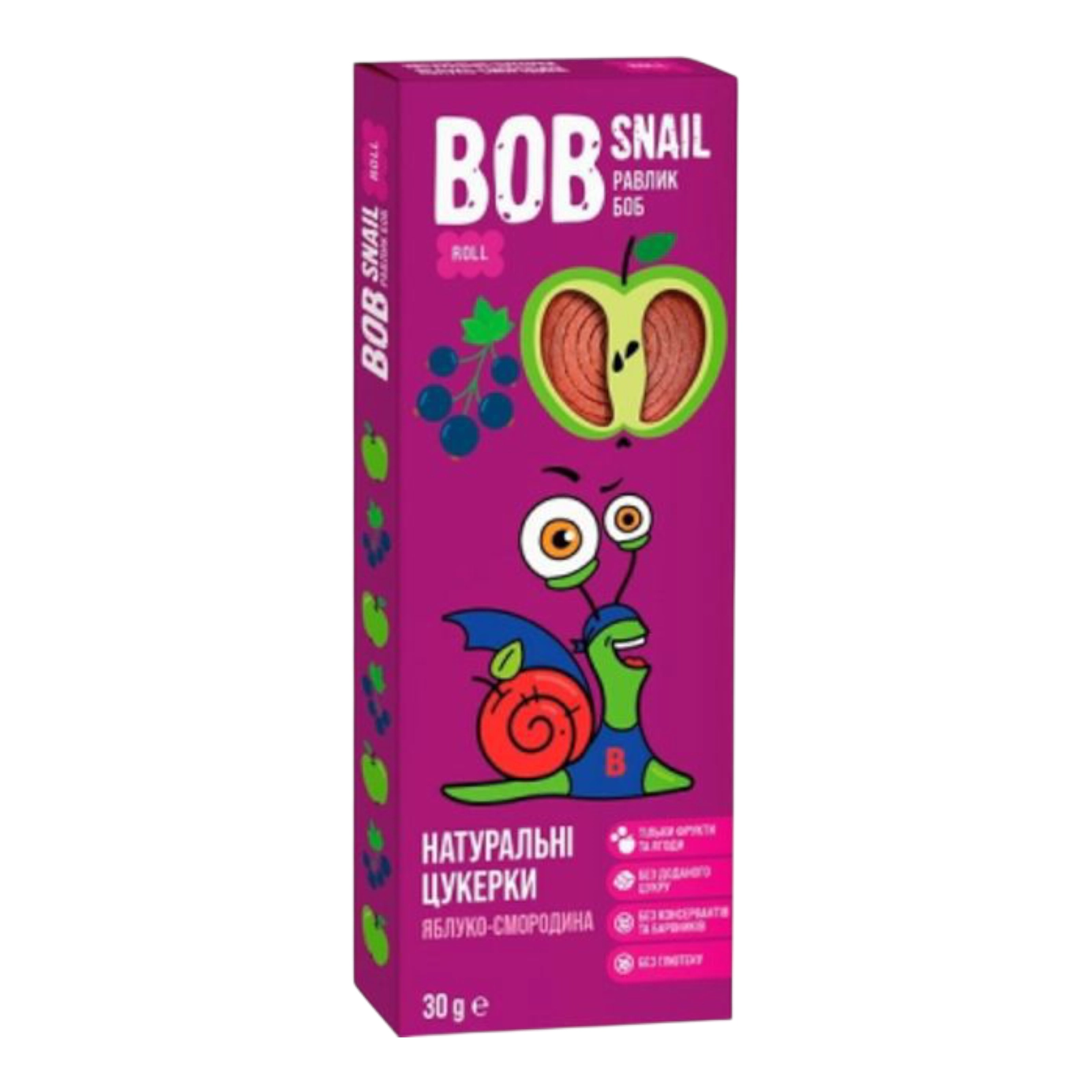 BOB Snail цукерки 30g яблуко-смородина