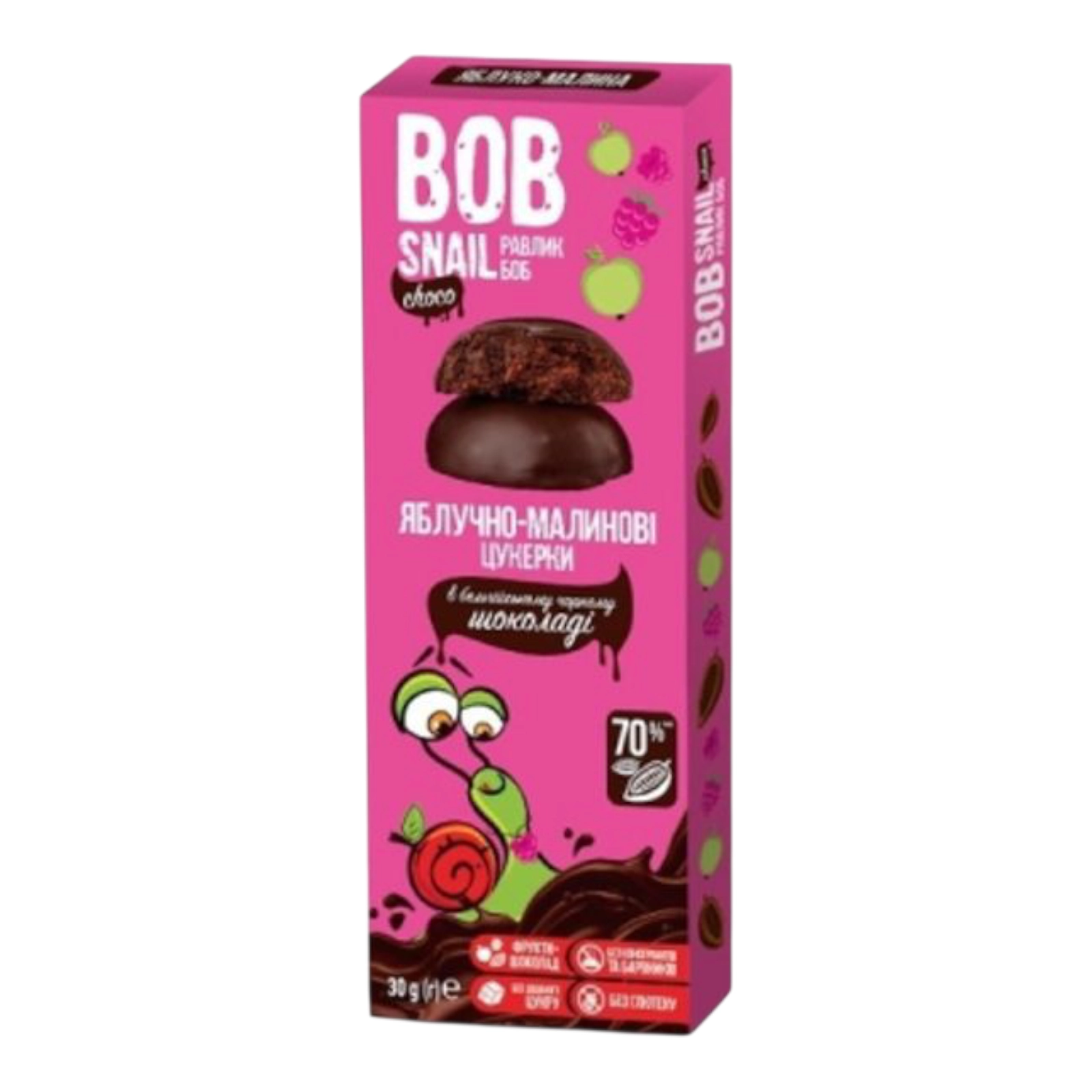 BOB Snail шок цукерки 30g яблуко-малина