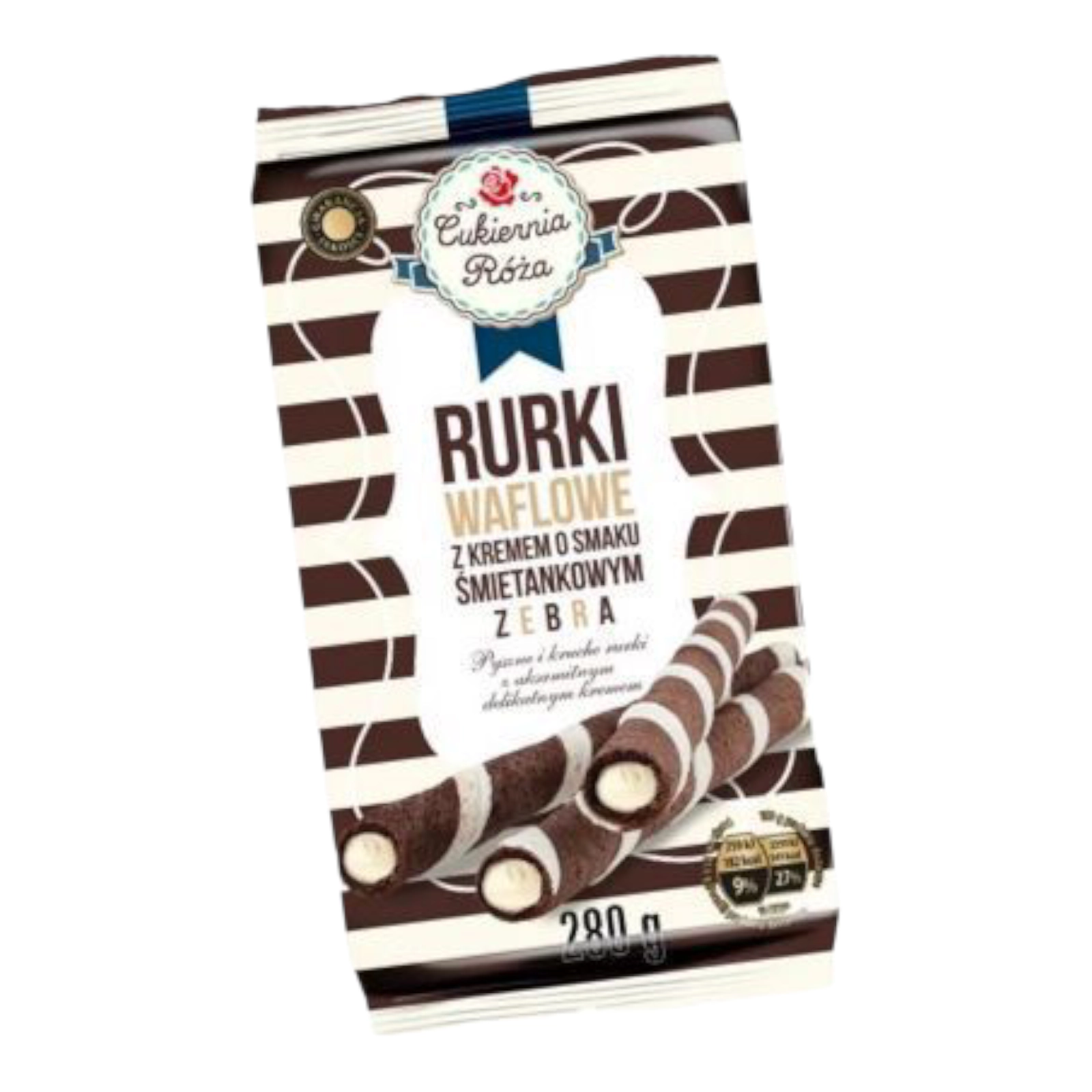 Rurki z kremem o smaku smietankowym zebra 280g