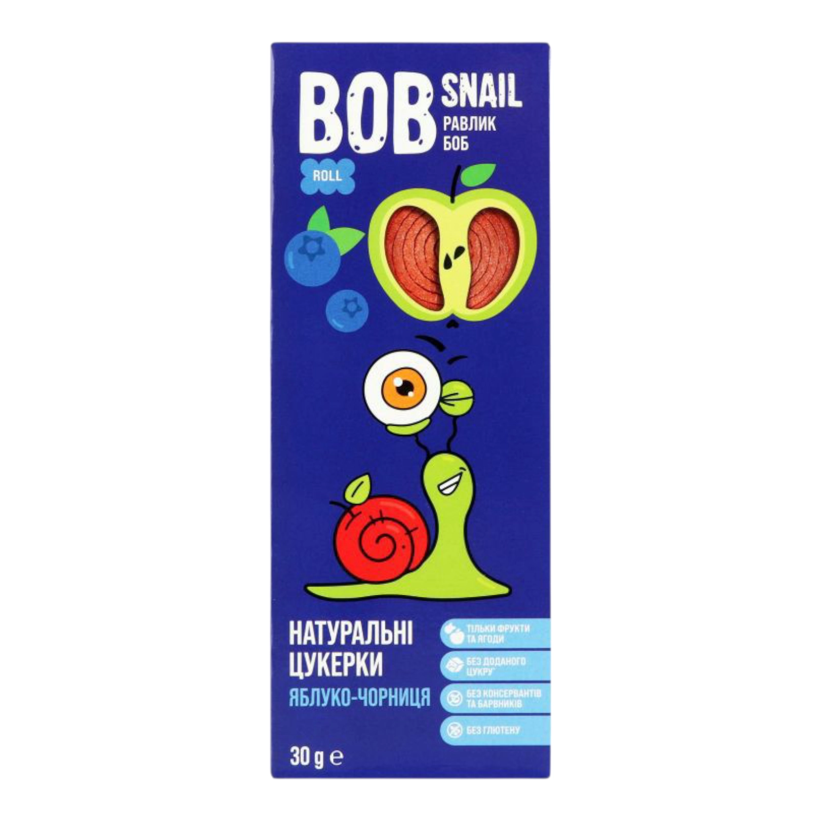 BOB Snail цукерки 30g яблуко-чорниця