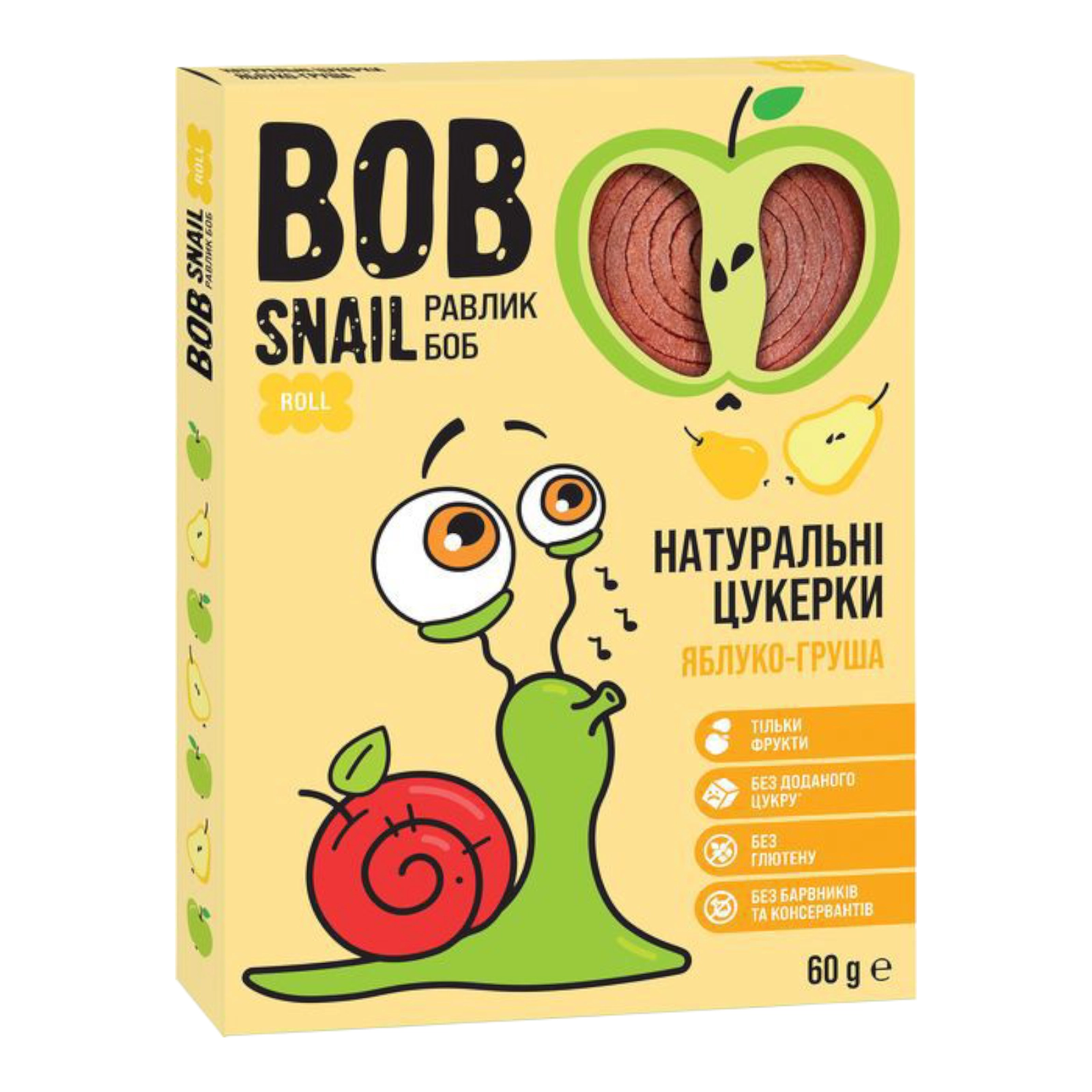 BOB Snail цукерки 60g яблуко-груша