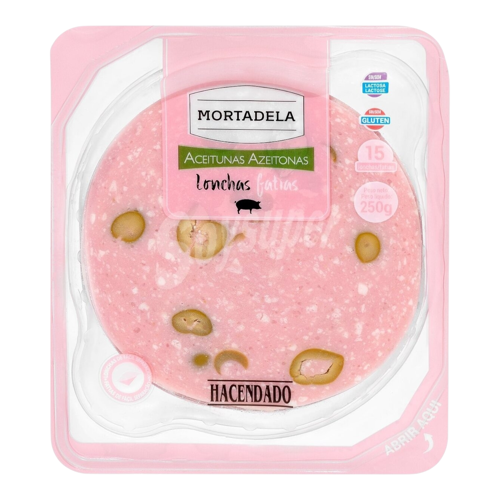 Ковбаса Mortadela Hacendado з оливками нарізка 250 г