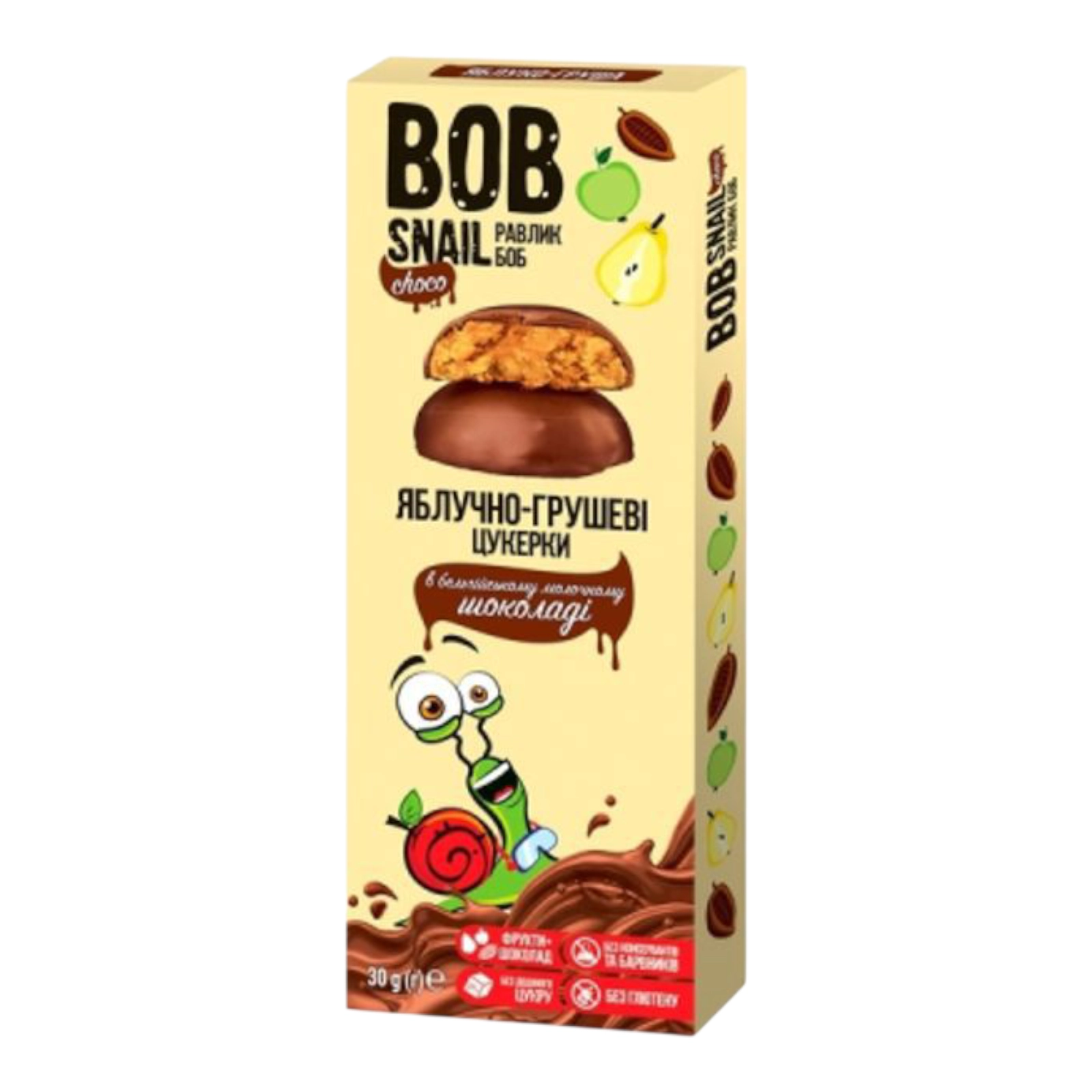 BOB Snail шок цукерки 30g яблуко-груша
