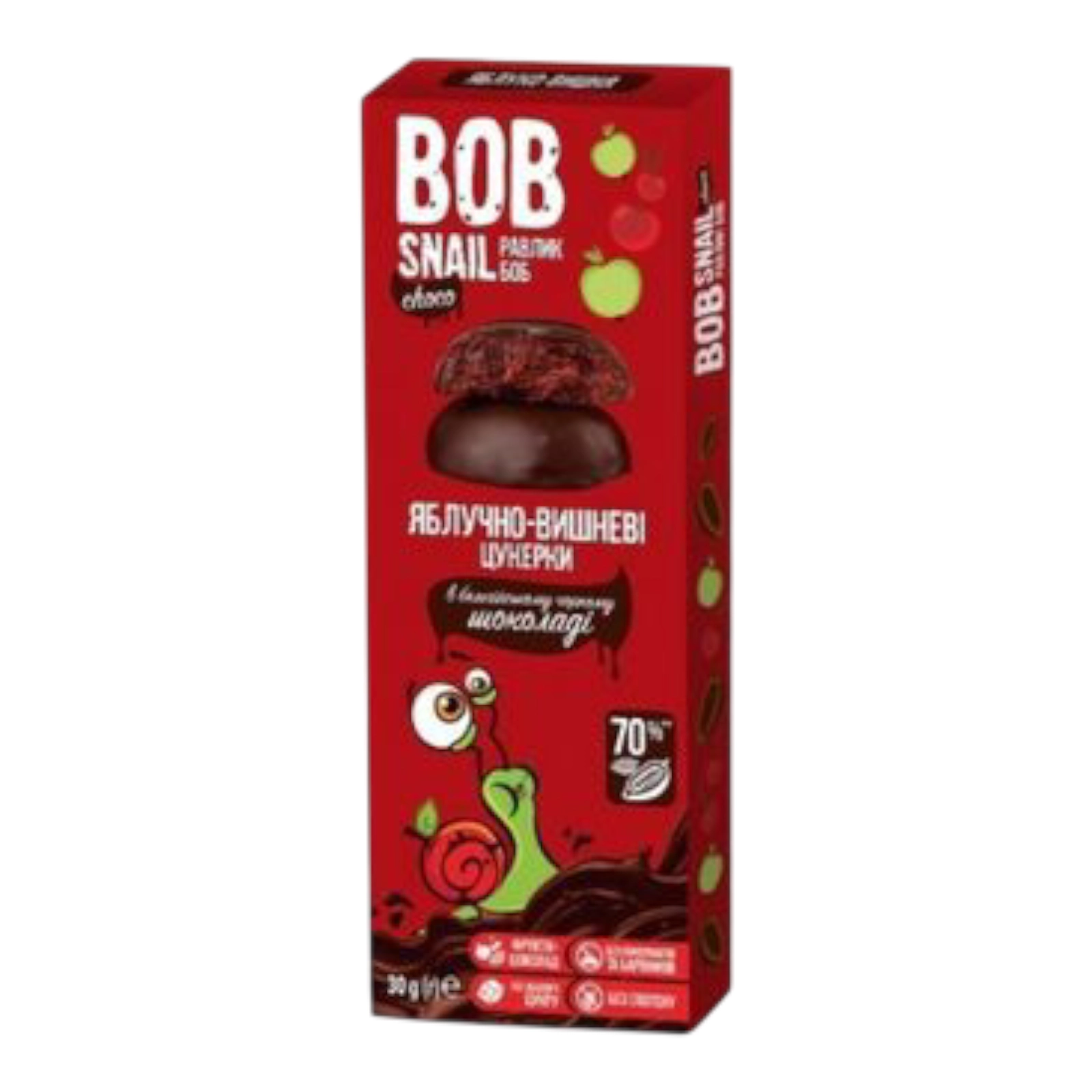 BOB Snail шок цукерки 30g яблуко-вишня