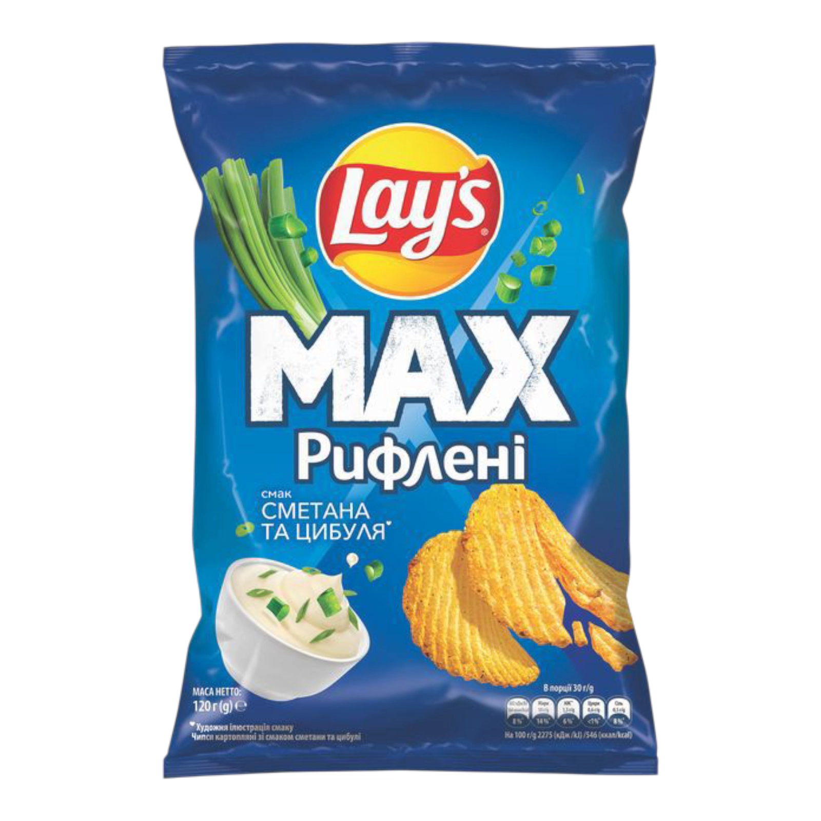 Чіпси Lays сметана та цибуля 120гр