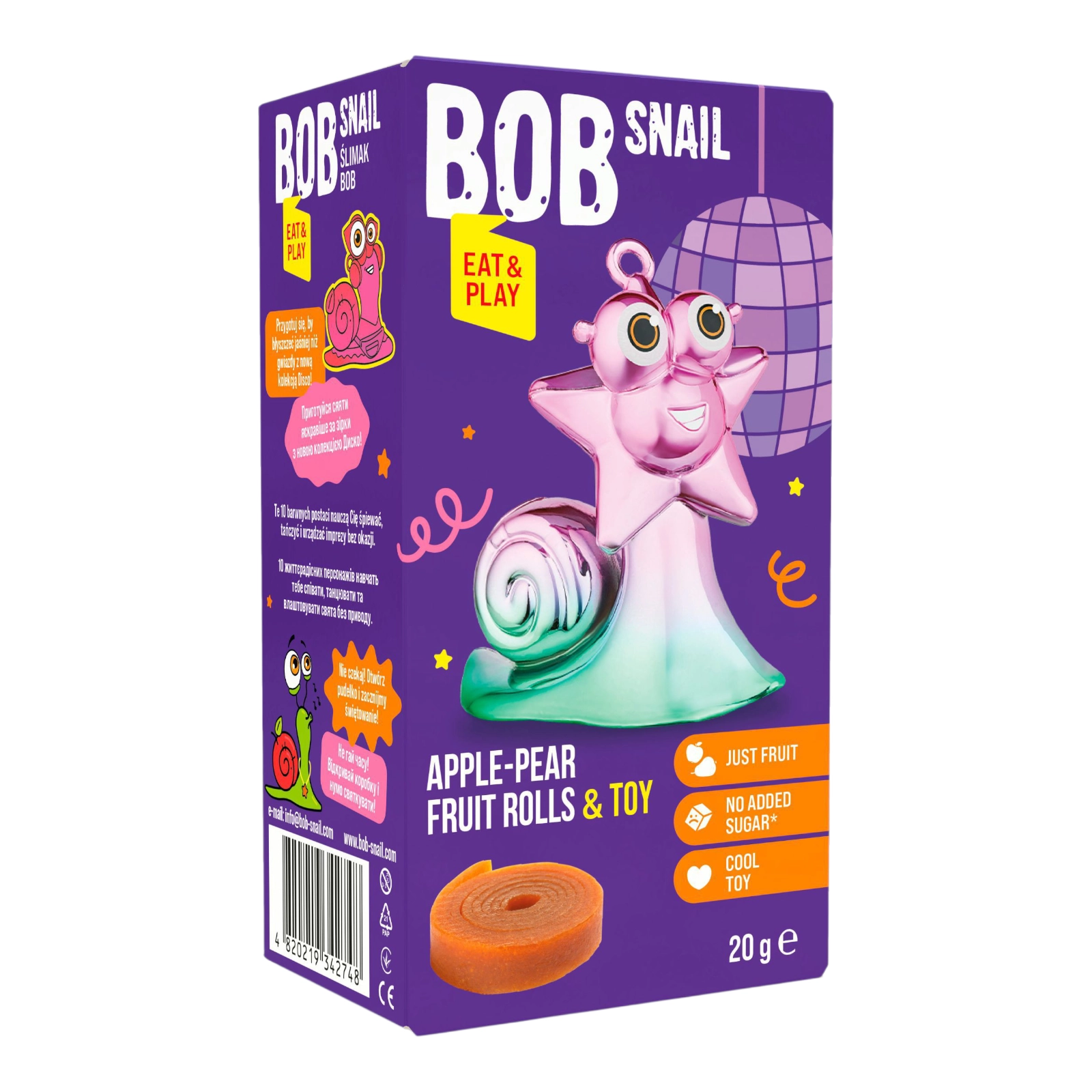 BOB Snail натуральні фруктові цукерки 20гр + іграшка