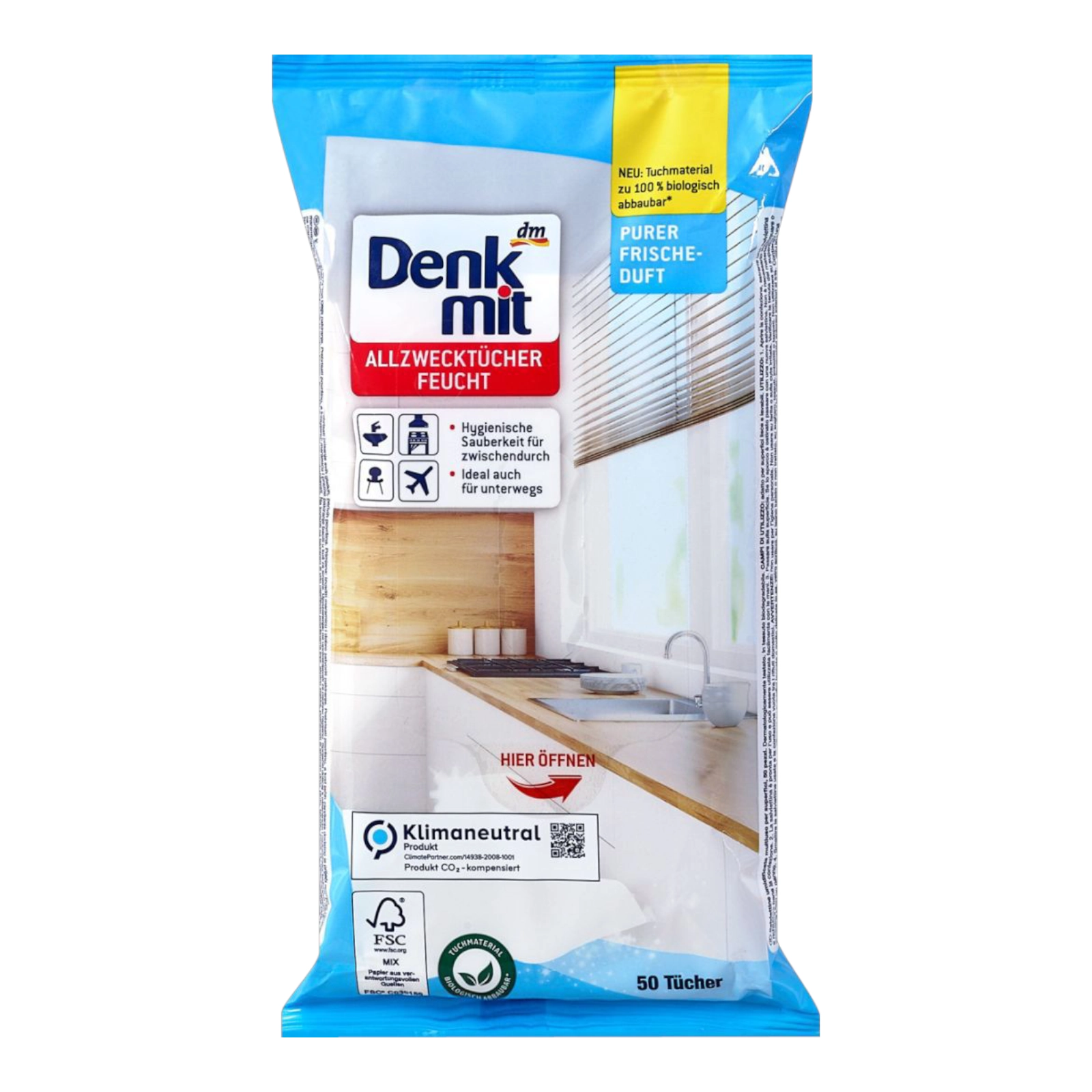 Серветки вологі DM блакитні 50шт