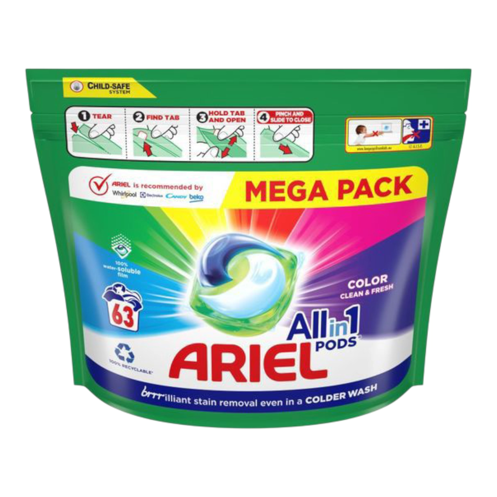Капсули для прання Аріель 63шт колор