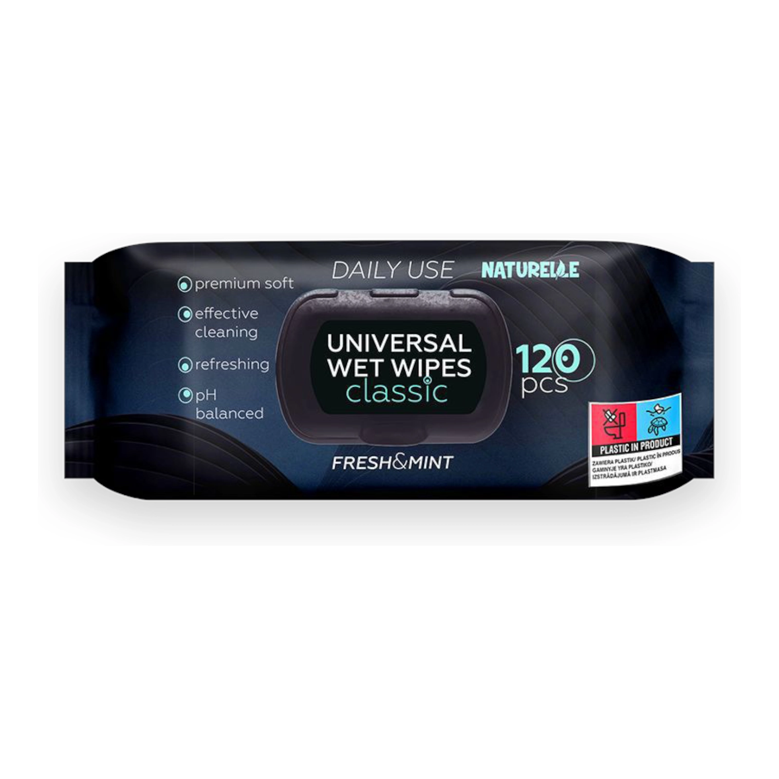 Серветки вологі чорні 120 шт Naturelle