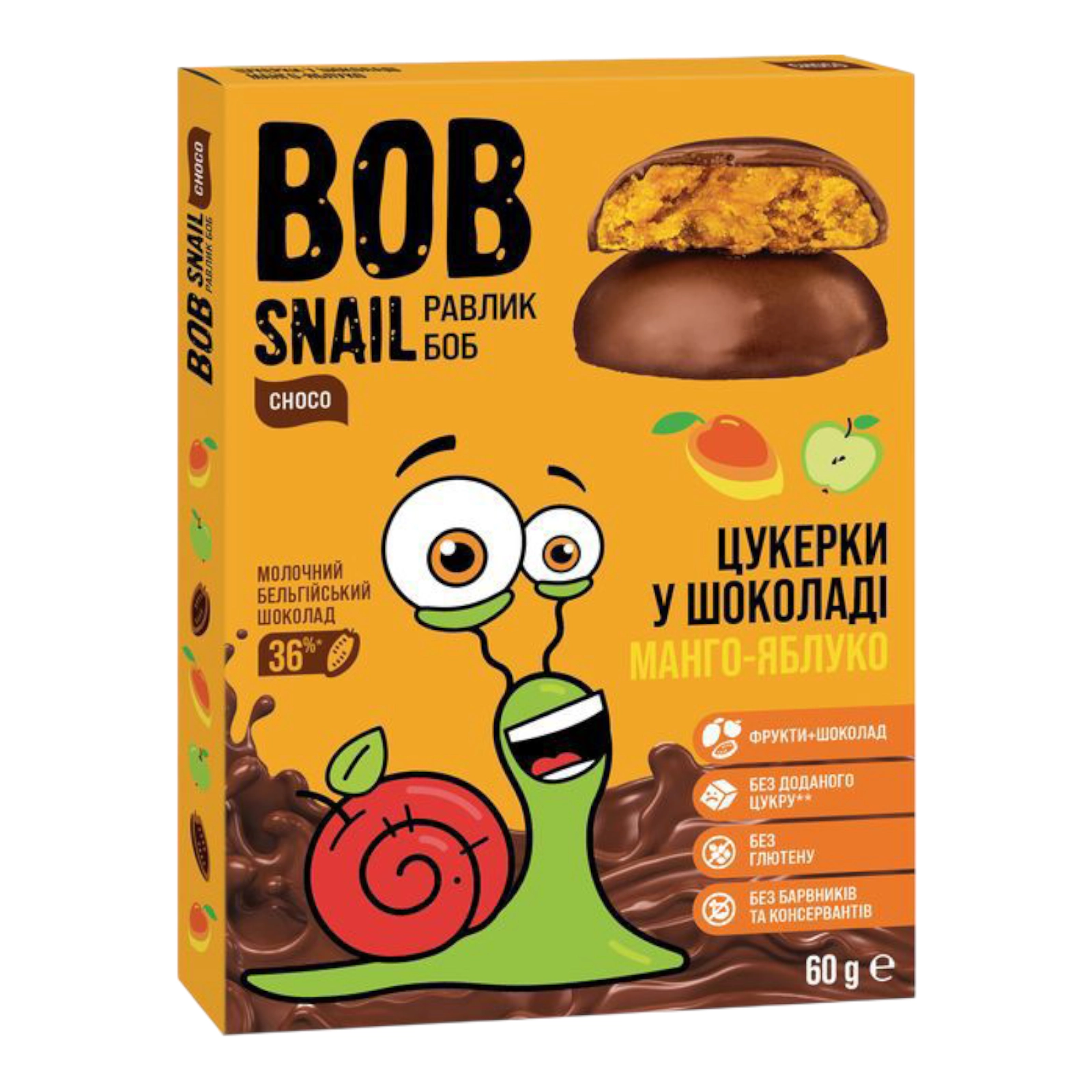BOB Snail цукерки 60g яблуко-манго
