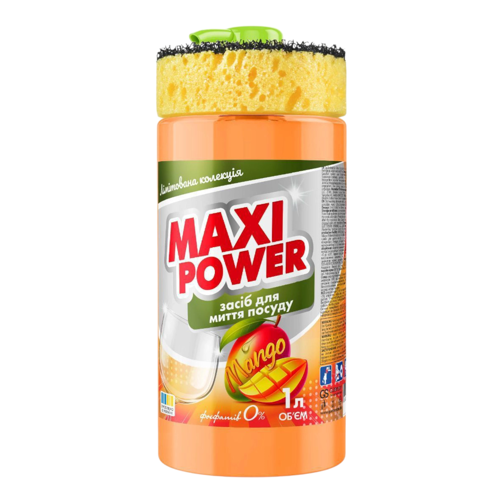 Засіб для посуду з губкою манго 1л