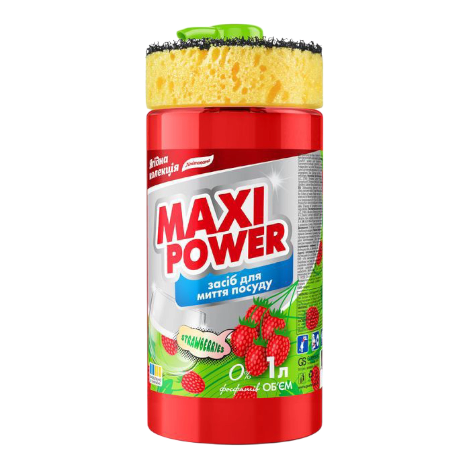 Засіб для посуду з губкою полуниця 1л
