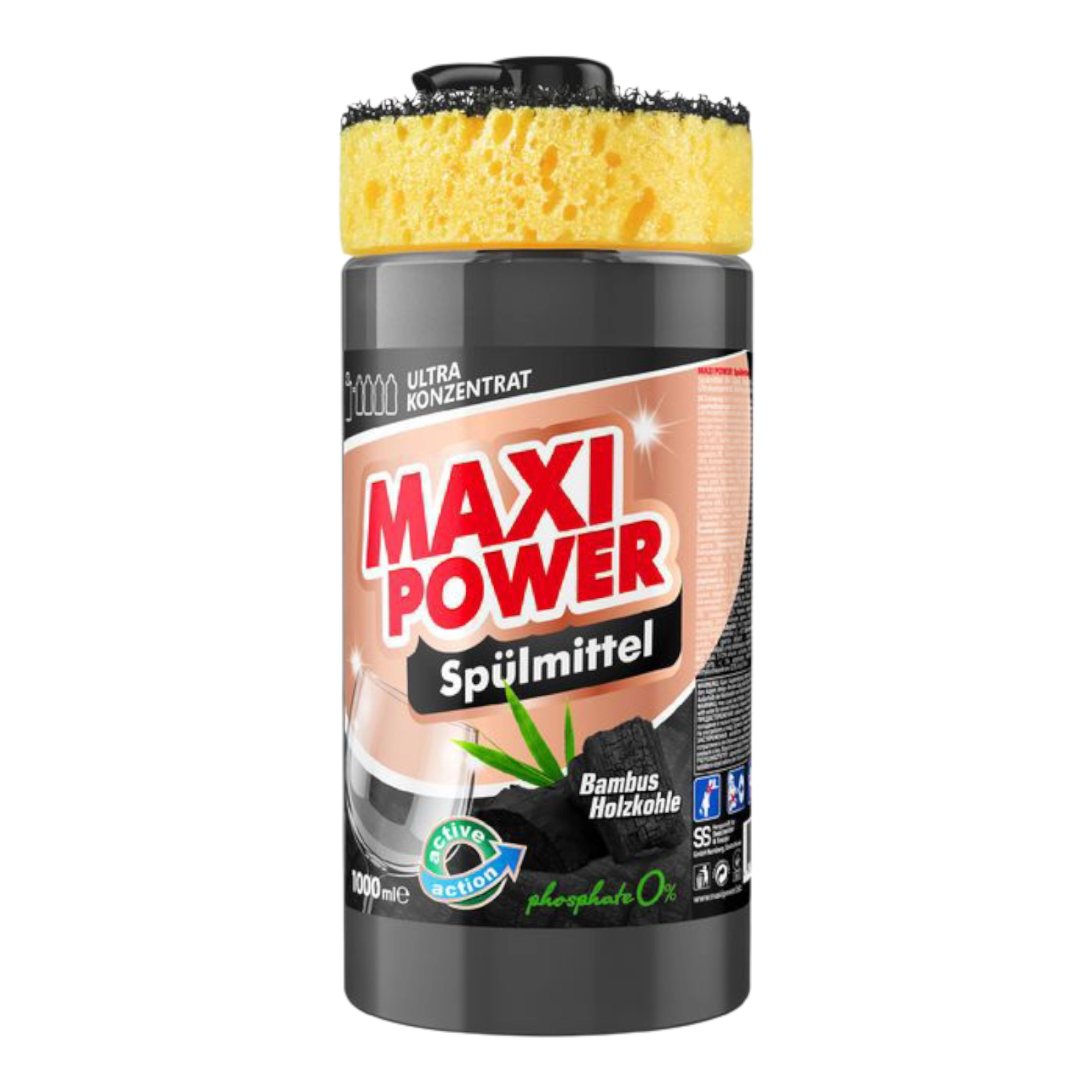 Засіб для посуду з губкою вугілля 1л