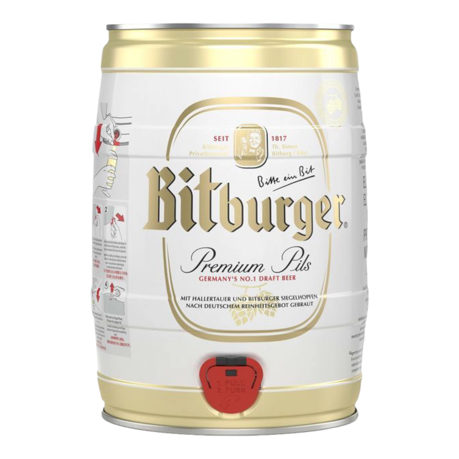 Пиво Bitburger Premium Pils 4.8% ж/б 5л
