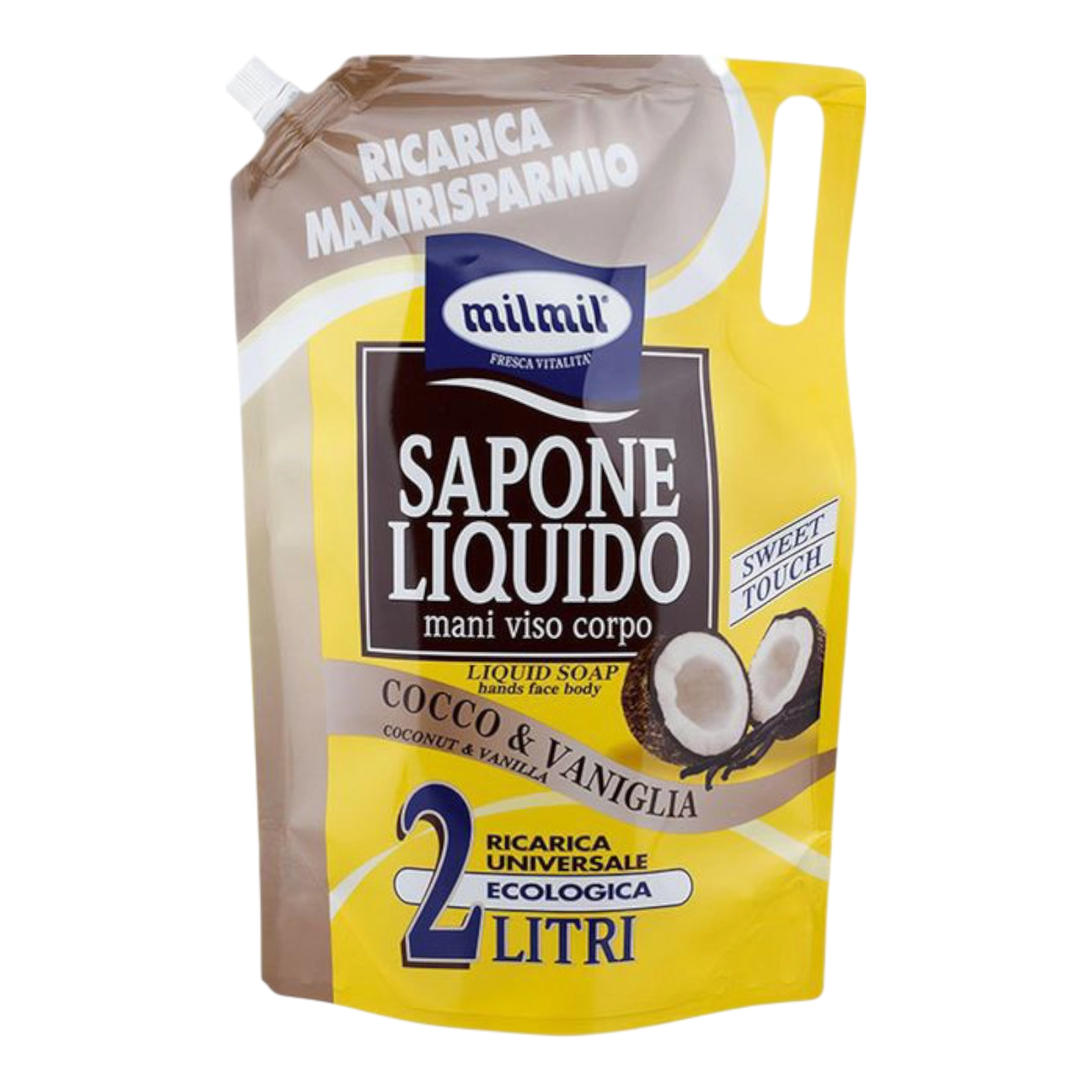 Рідке мило. MIL MIL. Кокос та Ваніль. пакет-дозатор 2 л