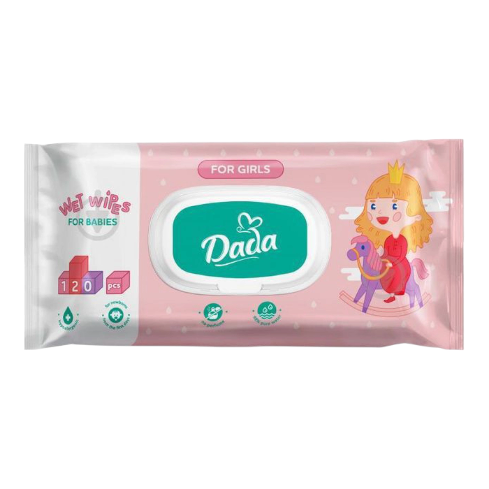 Вологі серветки Dada 120шт для дівчаток