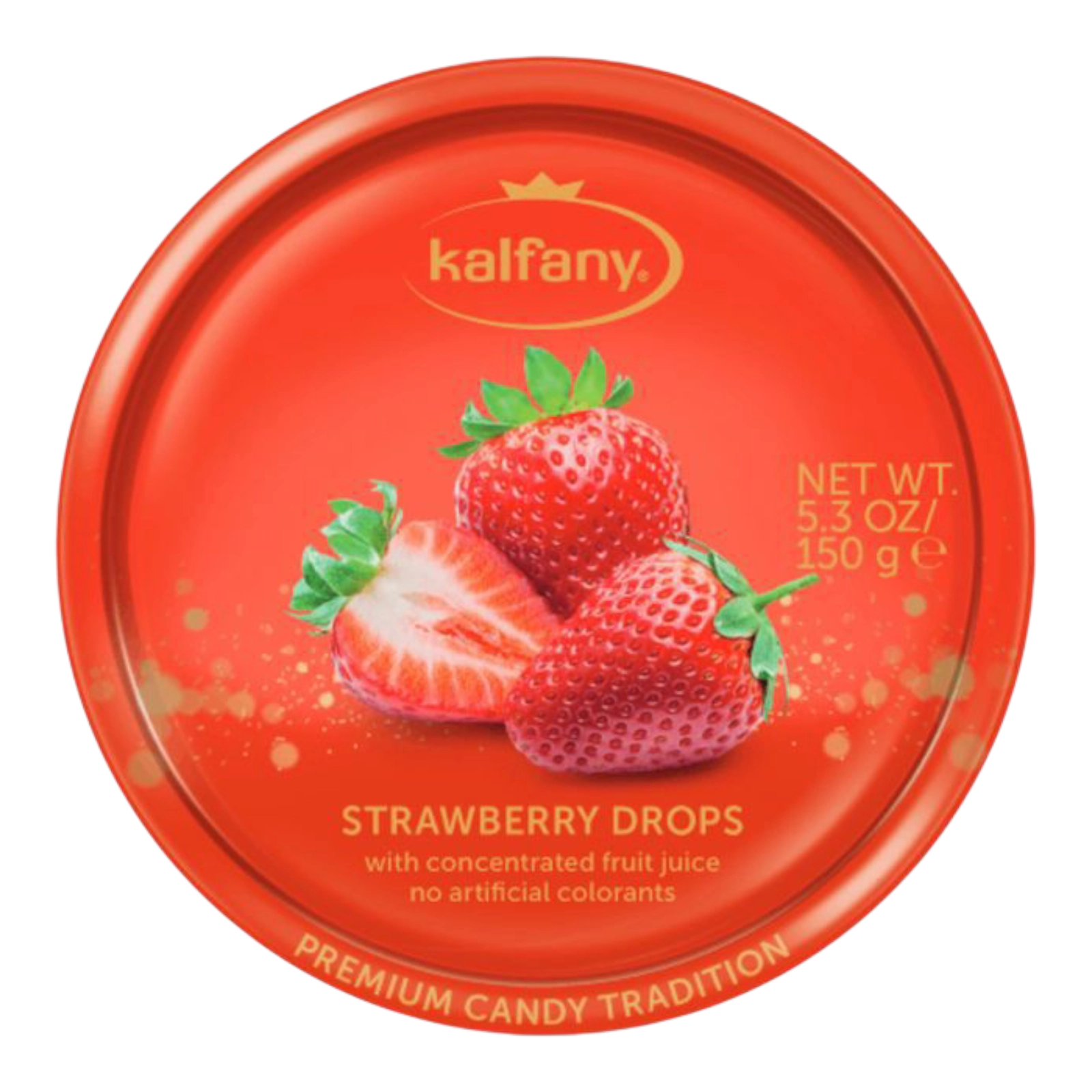 Льодяники Kalfany Полуничні. жерстяна банка 150г