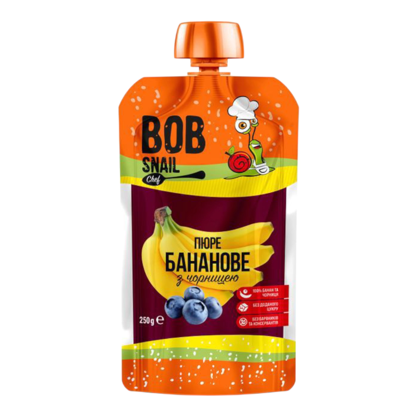 Пюре дитяче BOB Snail. банан-чорниця. 250г