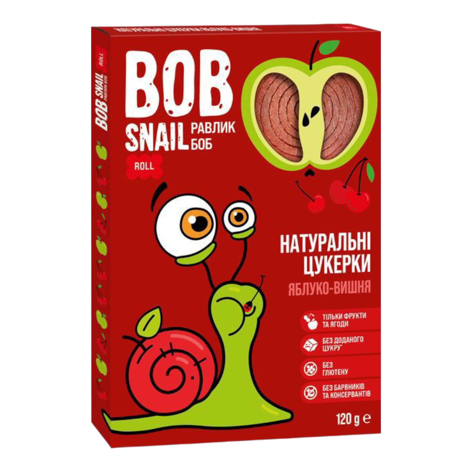BOB Snail цукерки 120g яблуко-вишня