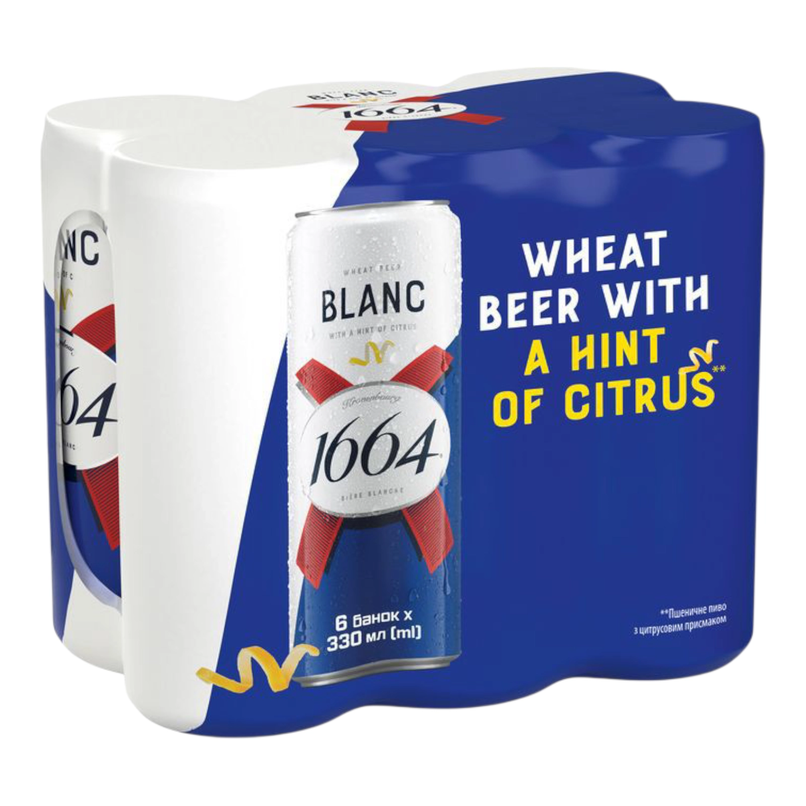 Упаковка пива Kronenbourg 1664 Blanc світле не фільтроване 4.8% 0.33 л x 6 шт.