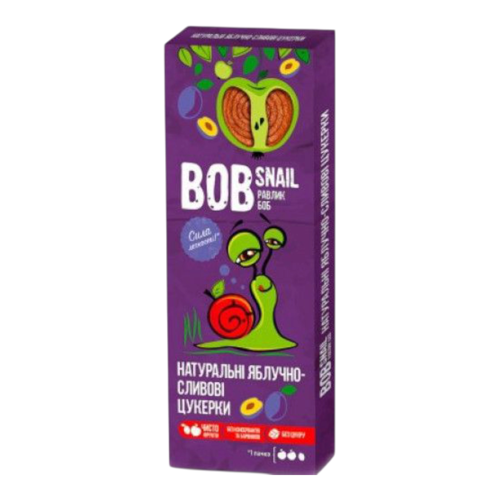 Натуральні цукерки Bob Snail Яблуко-слива. 30 г