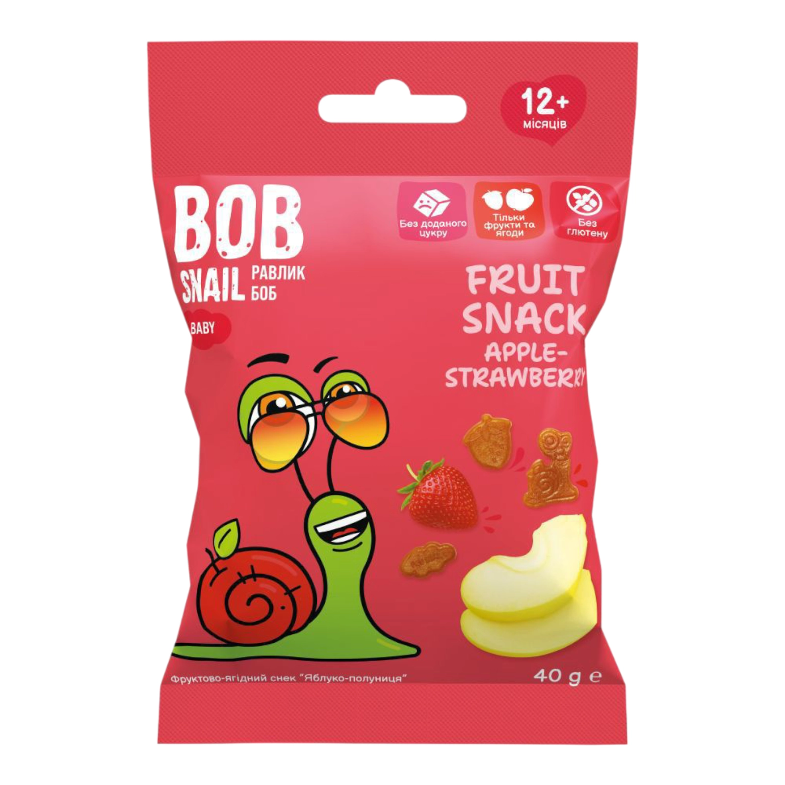 Снек BOB Snail Яблуко-Полуниця 40 г