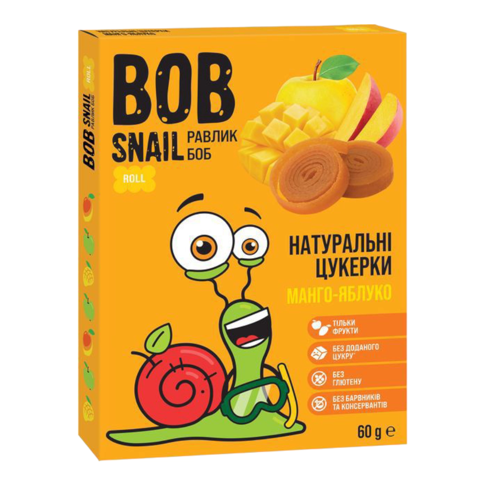 BOB Snail цукерки 60g манго-яблуко